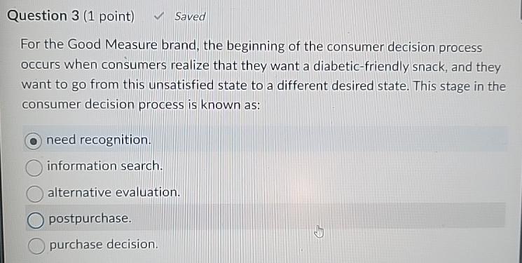  Question 3(1 point) Saved For the Good Measure brand, the beginning