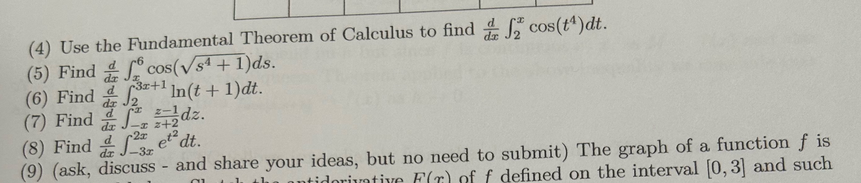 Some steps question 4 through 8 on this calculus homework would be