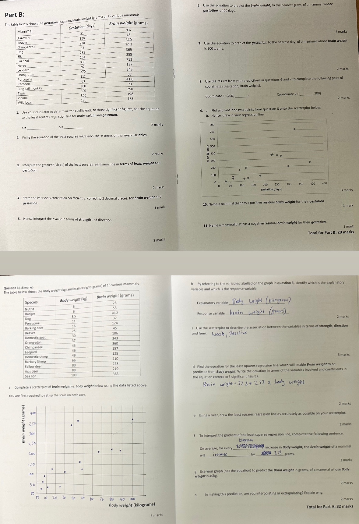 Answer and explain these questions please. Part B: 6. Use the equation