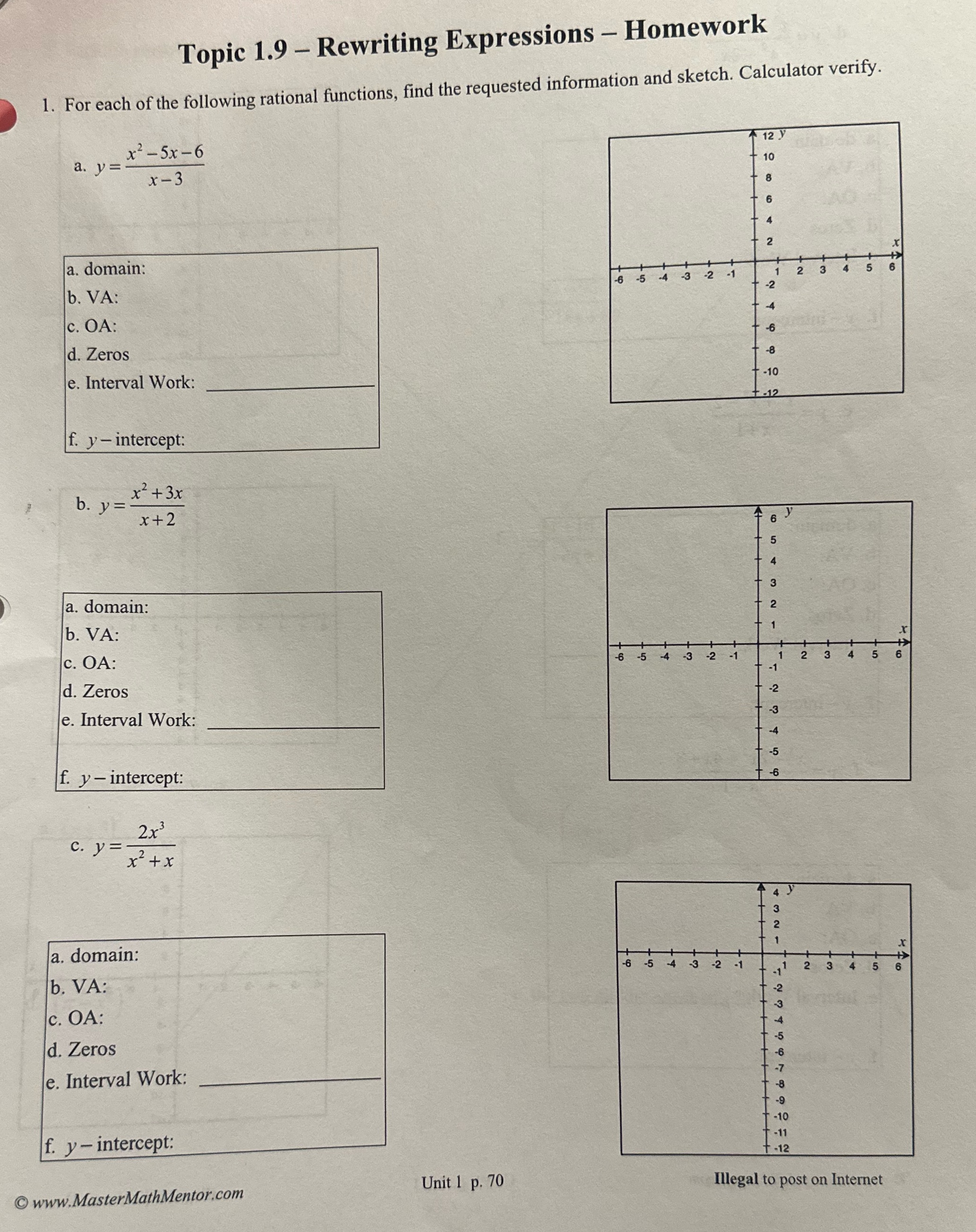 1.9 Topic 1.9 - Rewriting Expressions - Homework 1. For each of