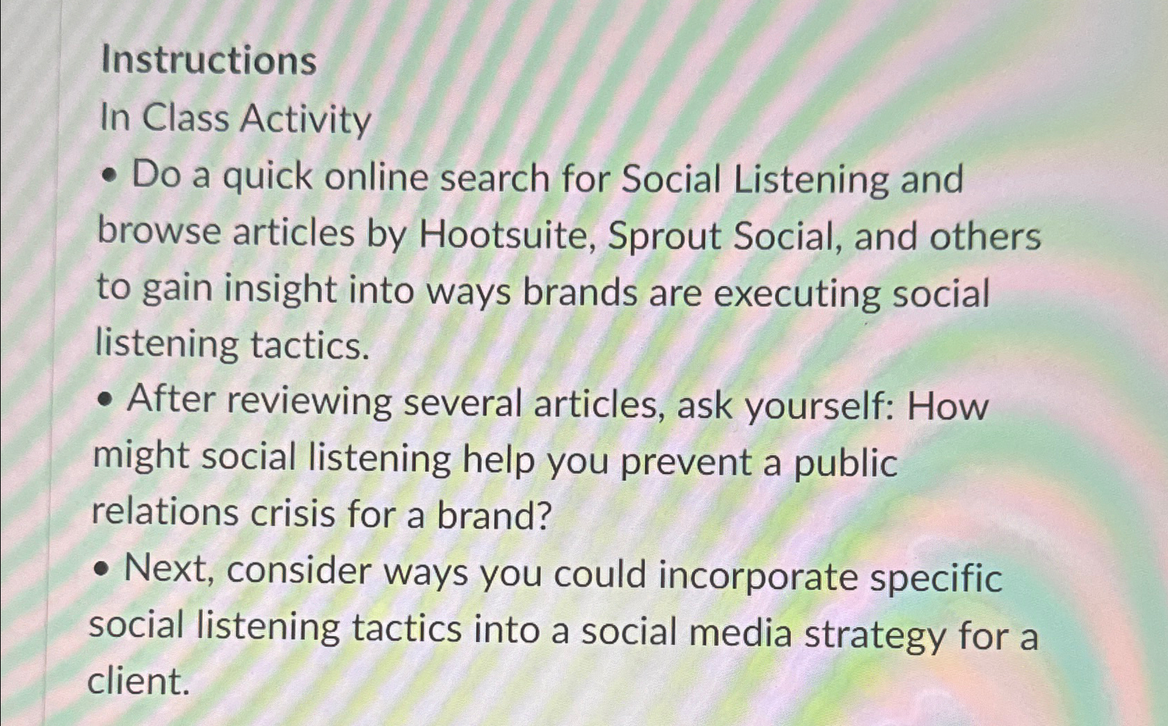  Instructions In Class Activity Do a quick online search for Social