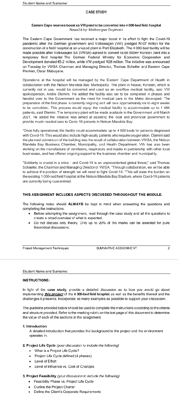  Studert Name and Surname: CASE STUDY Eastern Cape receives boost as