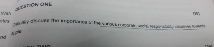  With QUESTION ONE [30] critically discuss the importance of the various