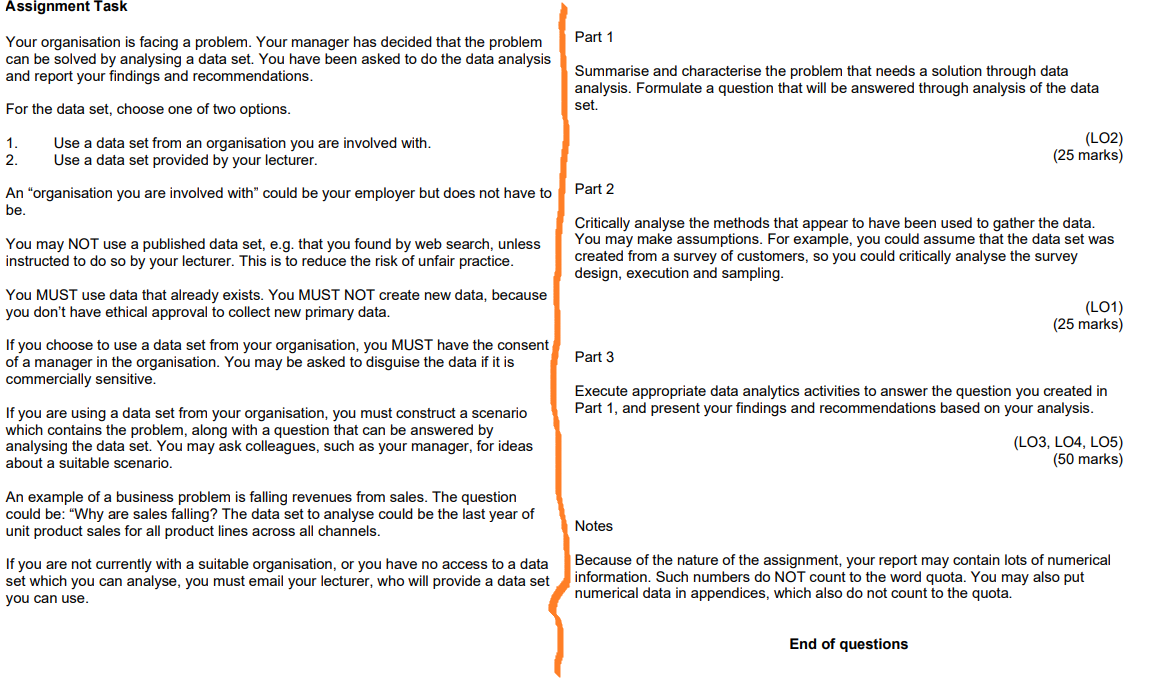  Assignment Task Your organisation is facing a problem. Your manager has