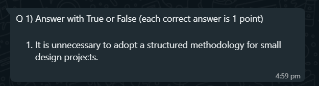  Q 1) Answer with True or False (each correct answer is