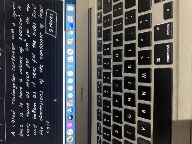  A closed rectangular container with a square base is to have