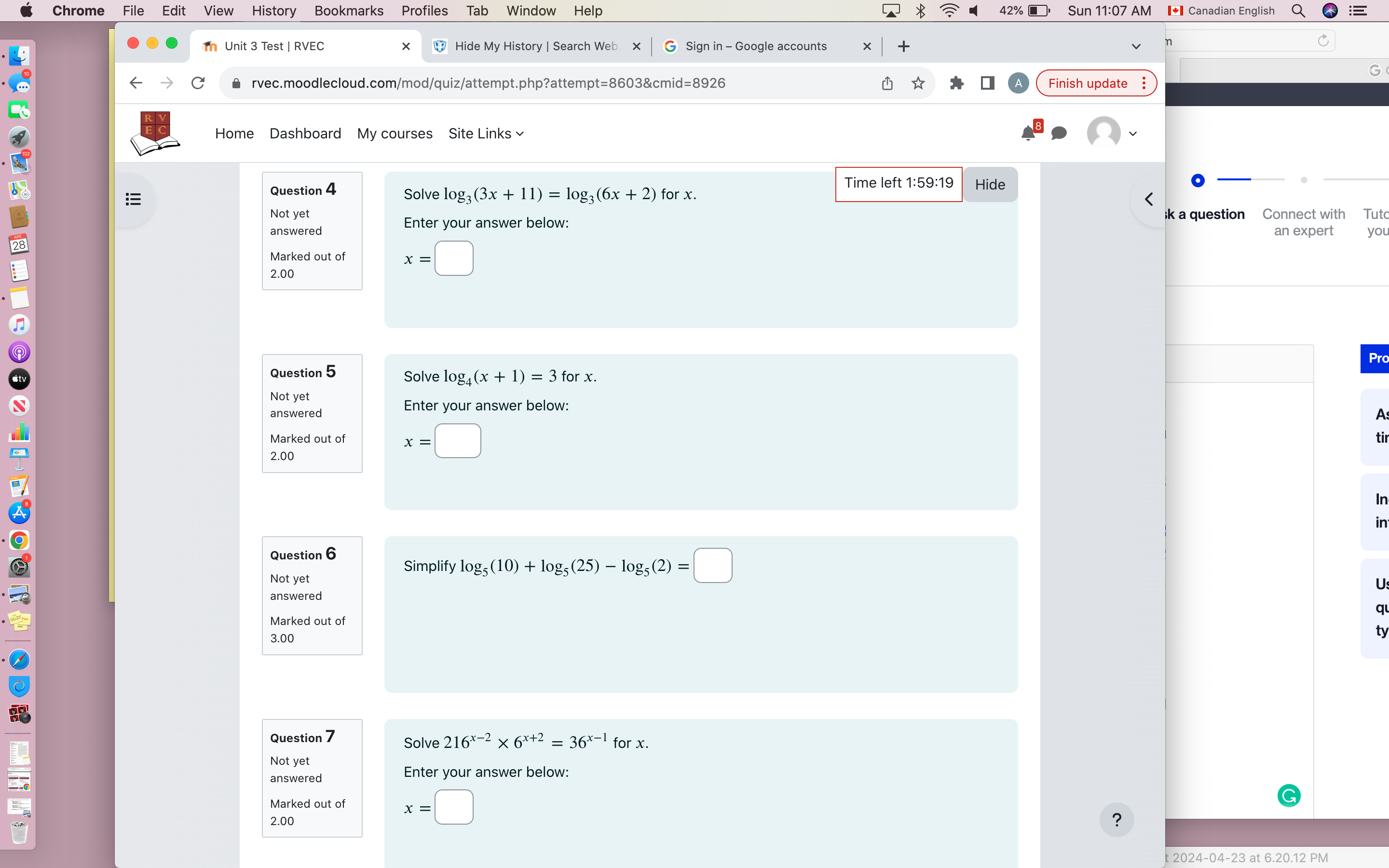 Sun 11:07 AM I*1 Canadian English Q DE In Unit 3 Test