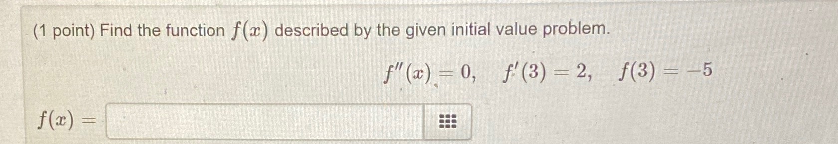 (1 point) Find the function f(a ) described by the given