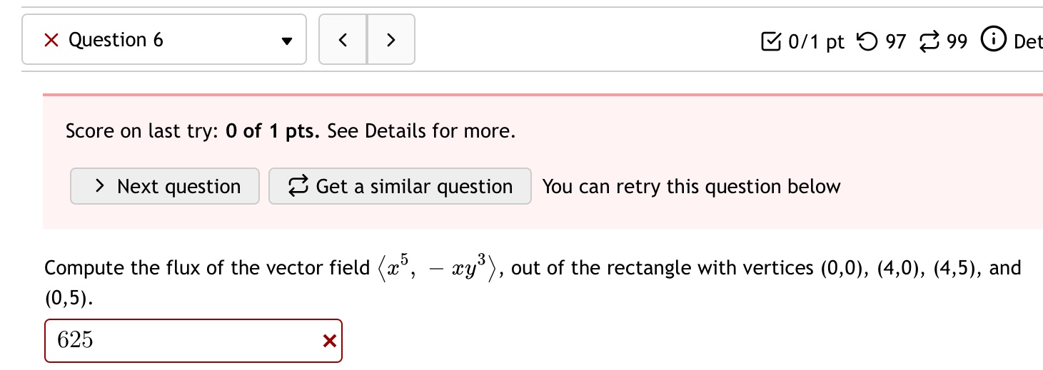 '0 98 Z '. Score on last try: 0 of 1 pts.