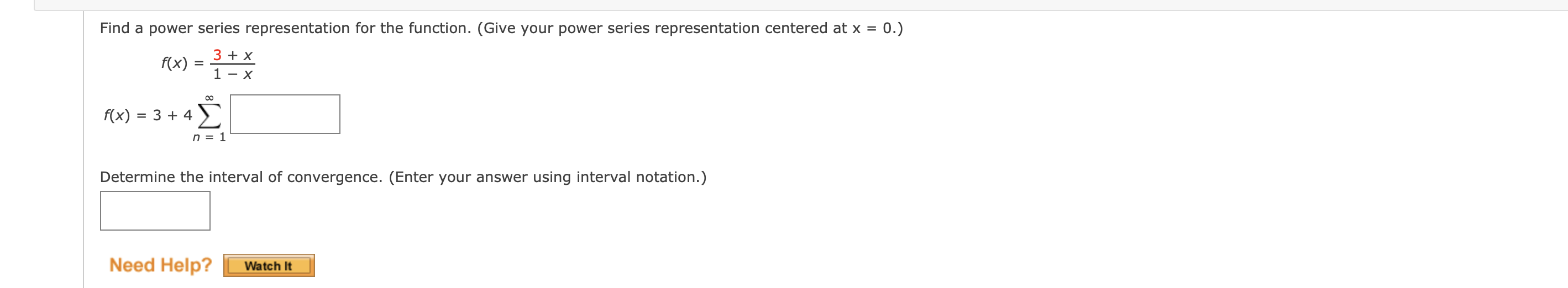 Find a power series representation for the function. (Give your power