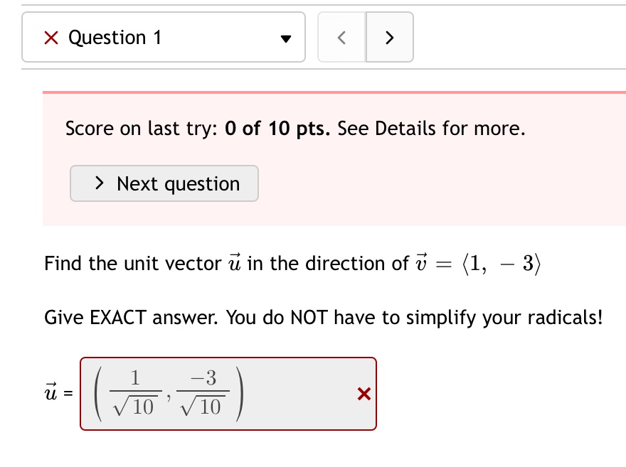 10 pts. See Details for more. > Next question Find the unit