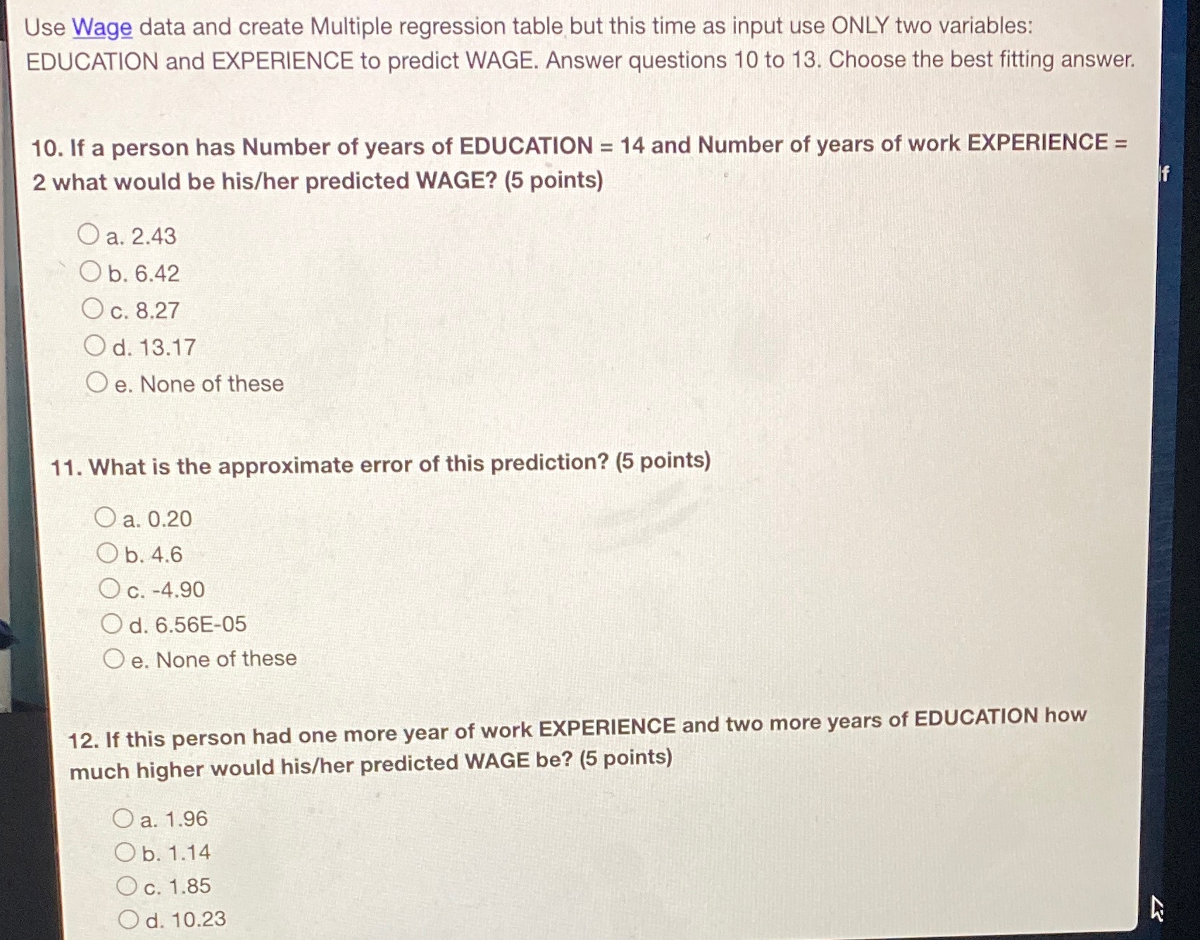  Use Mge data and create Multiple regression table but this time