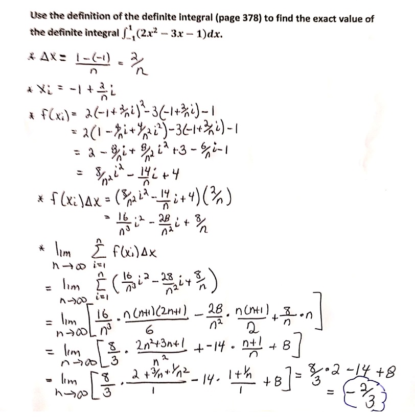 400 (Calculus 1). "Find the approximate or exact value of a definite
