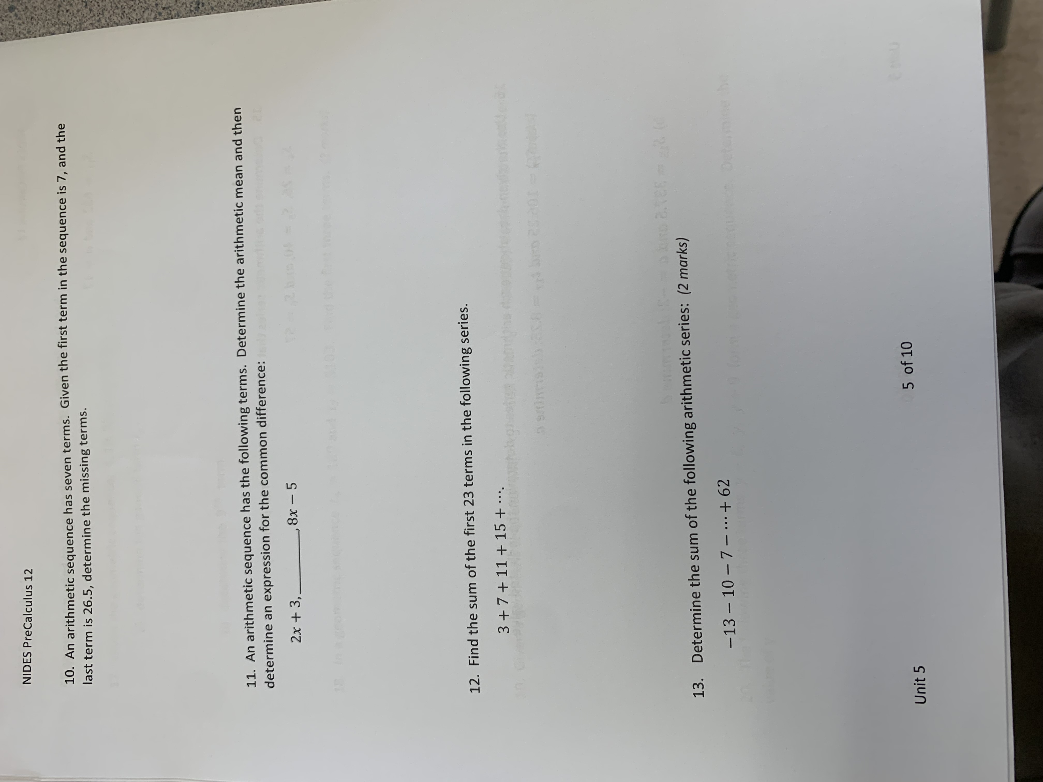 the similarities and differences between of an arithmetic sequence and a series?