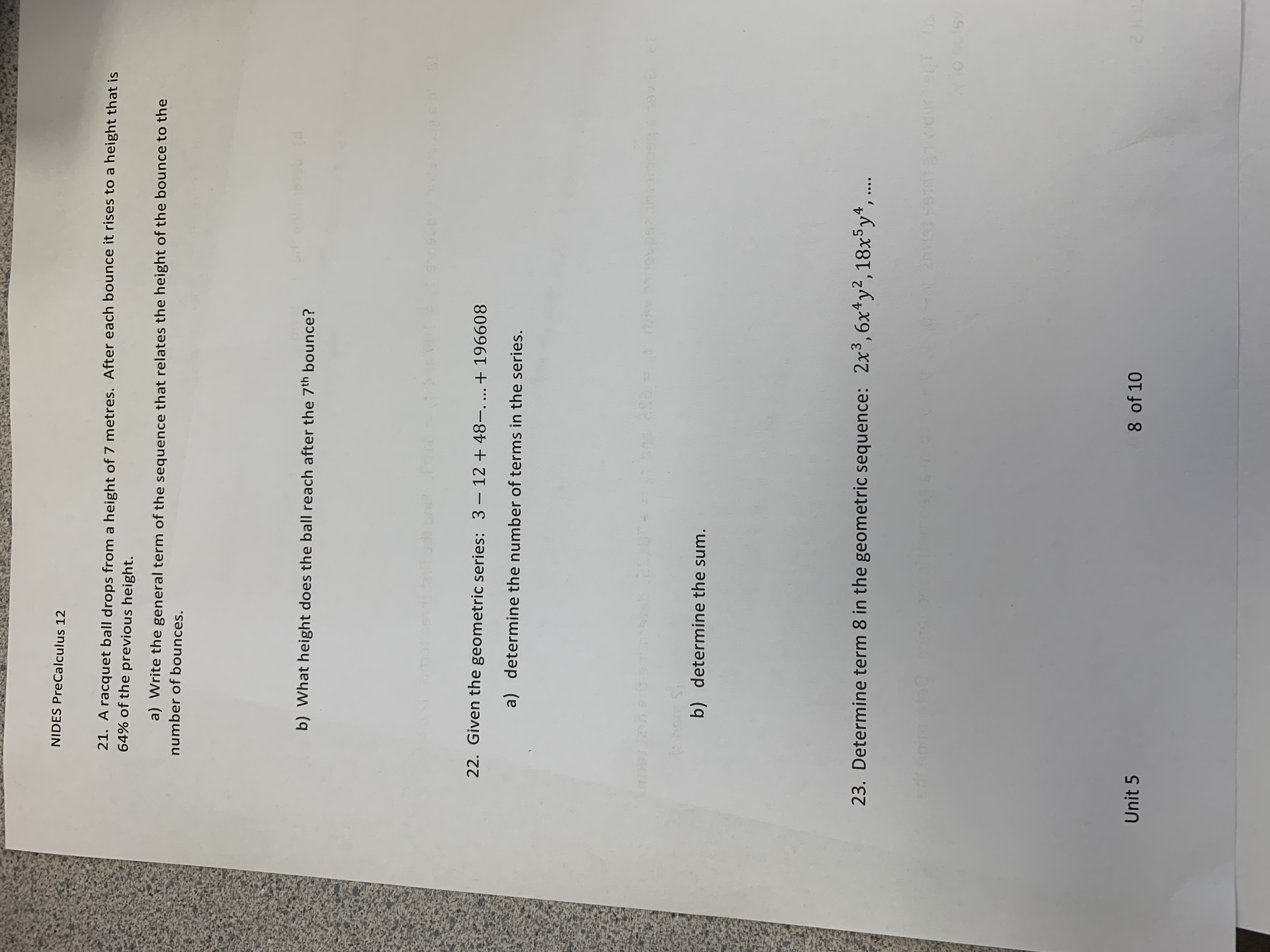 Find the sum of the first 23 terms in the 5. Given