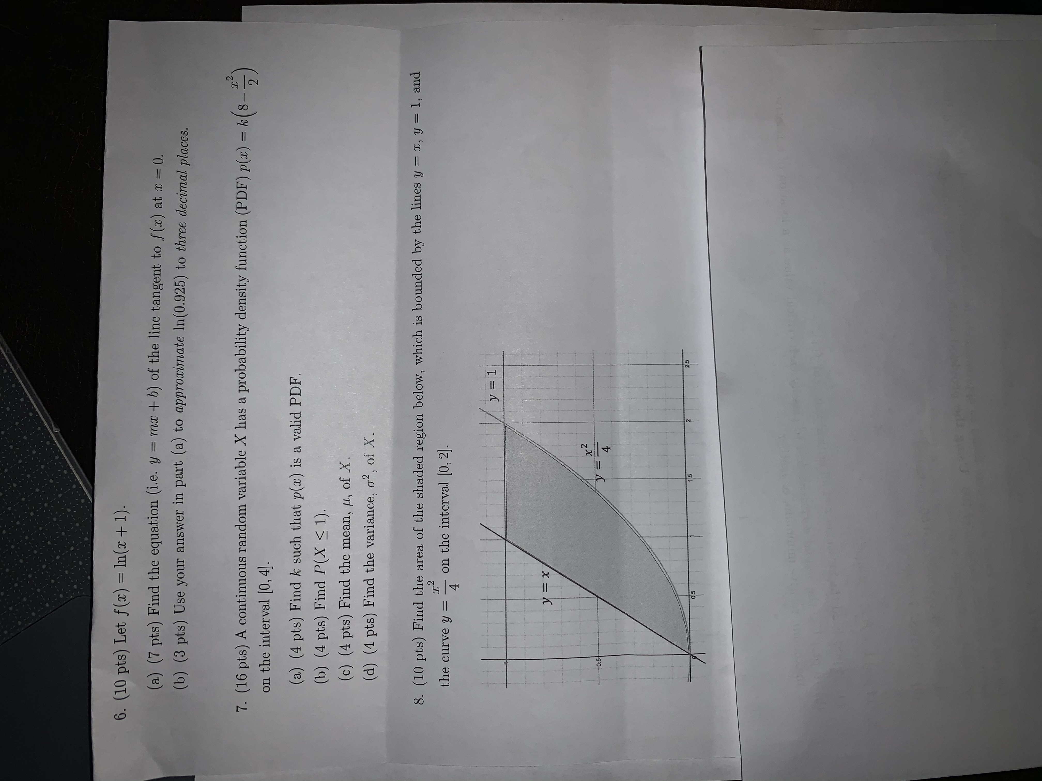 need help please 6. (10 pts) Let f(x) = In(x + 1).