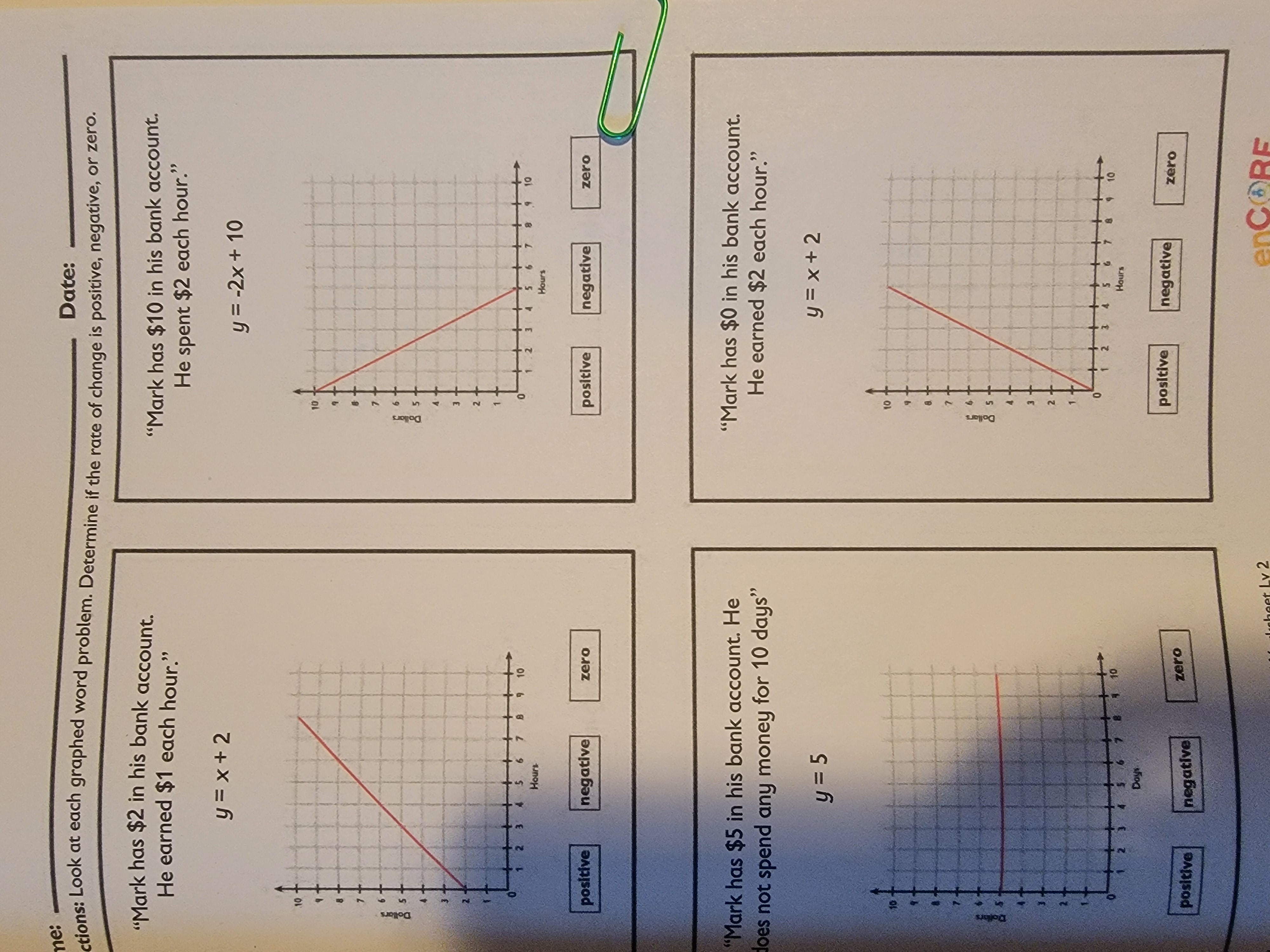 Look at each graph problem and determine if the rate of change