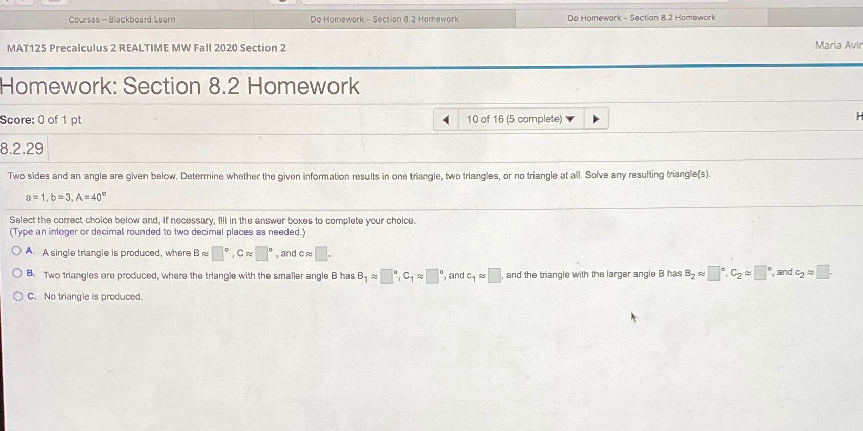 Courses - Blackboard Learn Do Homework - Section 8.2 Homework Do