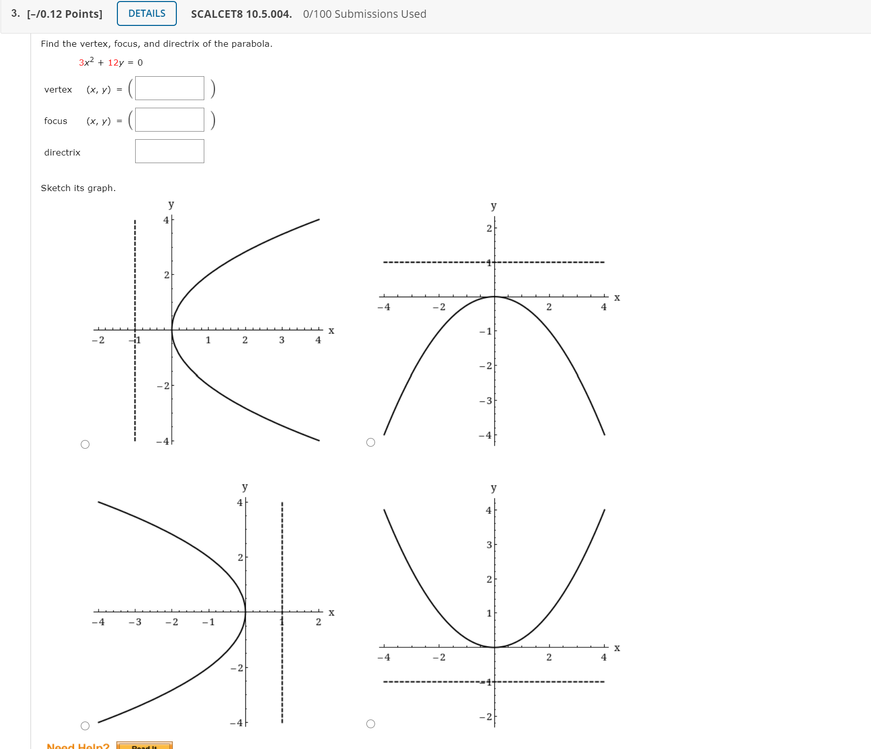 10.5.010. 0/100 Submissions Used Consider the following. 2 1.5 y 1- 0.5-