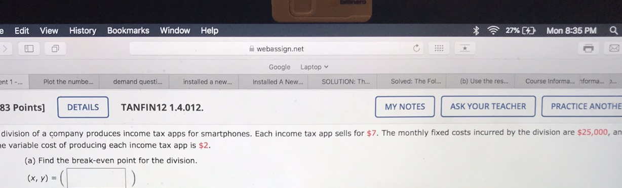 e Edit View History Bookmarks Window Help EB 27% [ Mon