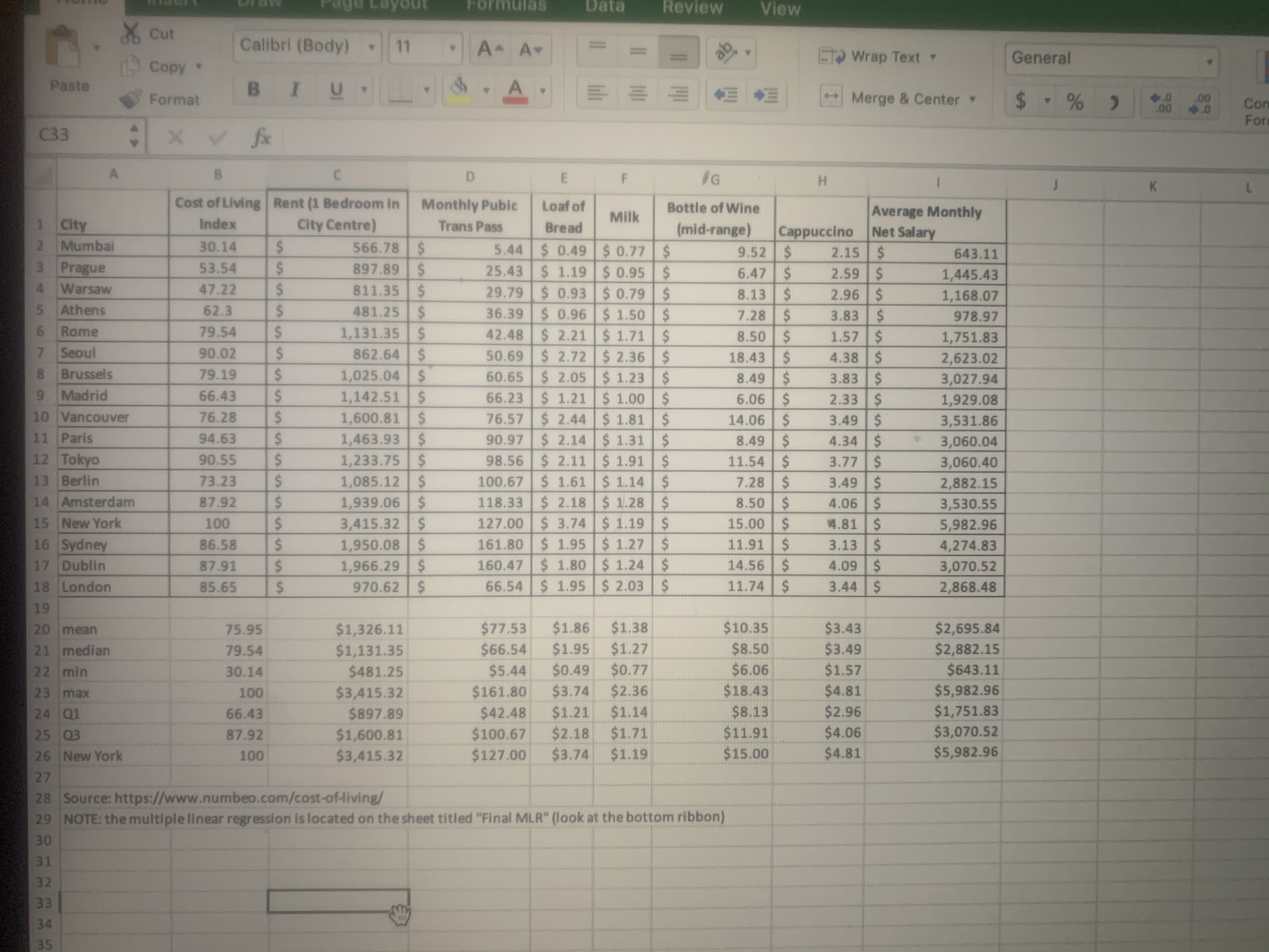 Based on the information below, what two cities would be best to