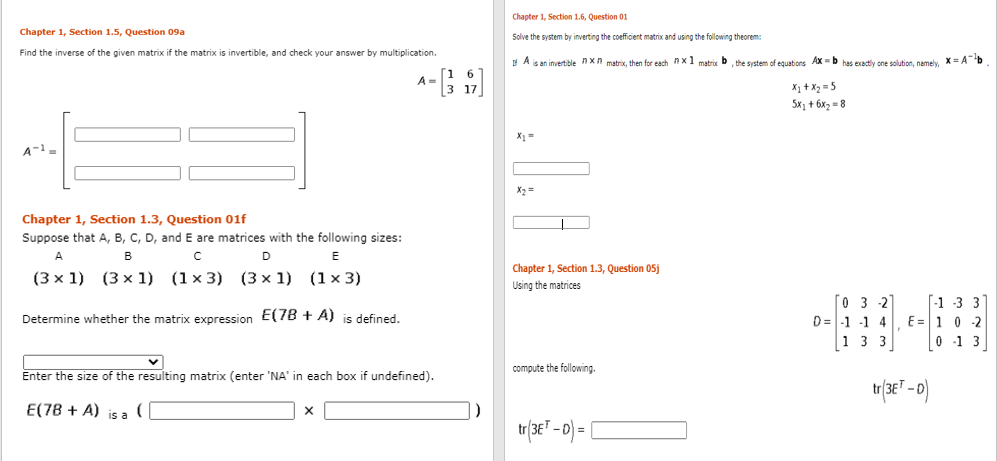 PLEASE HELP TUTORS!!! Chapter 1, Section 1.6, Question 01 Chapter 1, Section