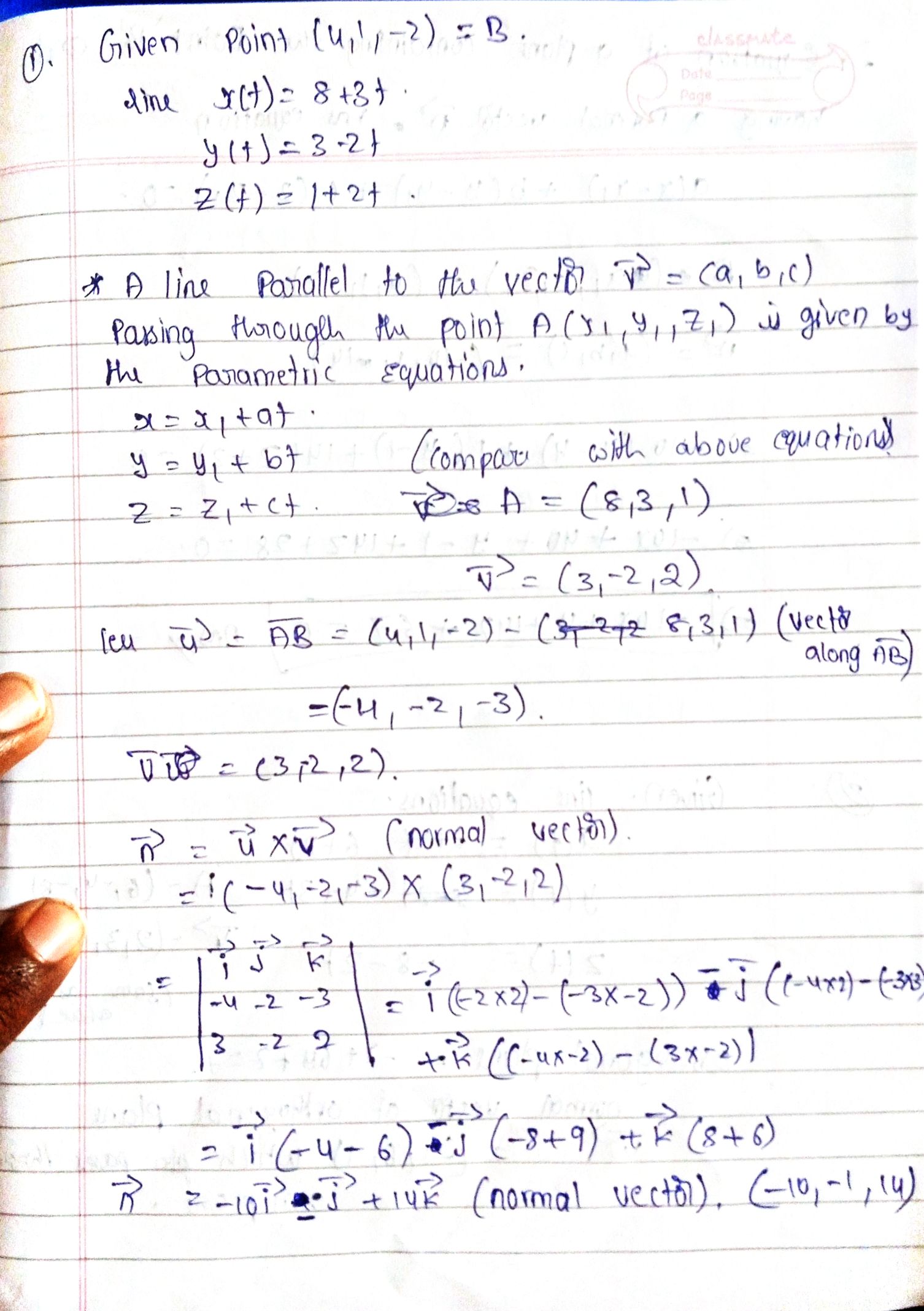 ) = 1+2tac (t) = 6+2t Find a plane containing the line