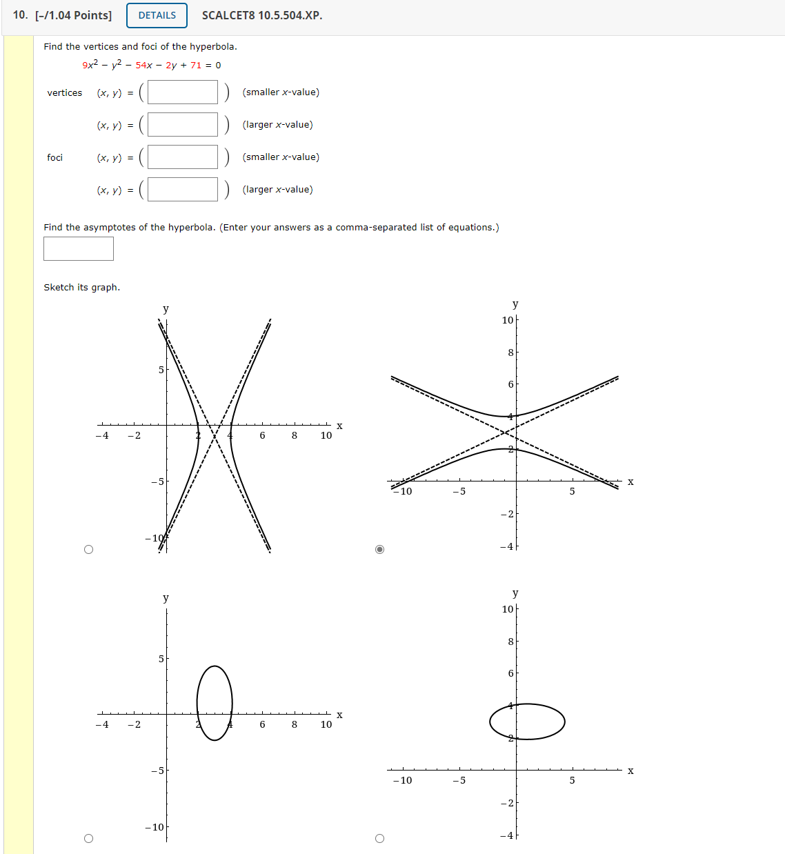 the exercise will be on file please 10. [-/1.04 Points] DETAILS SCALCET8