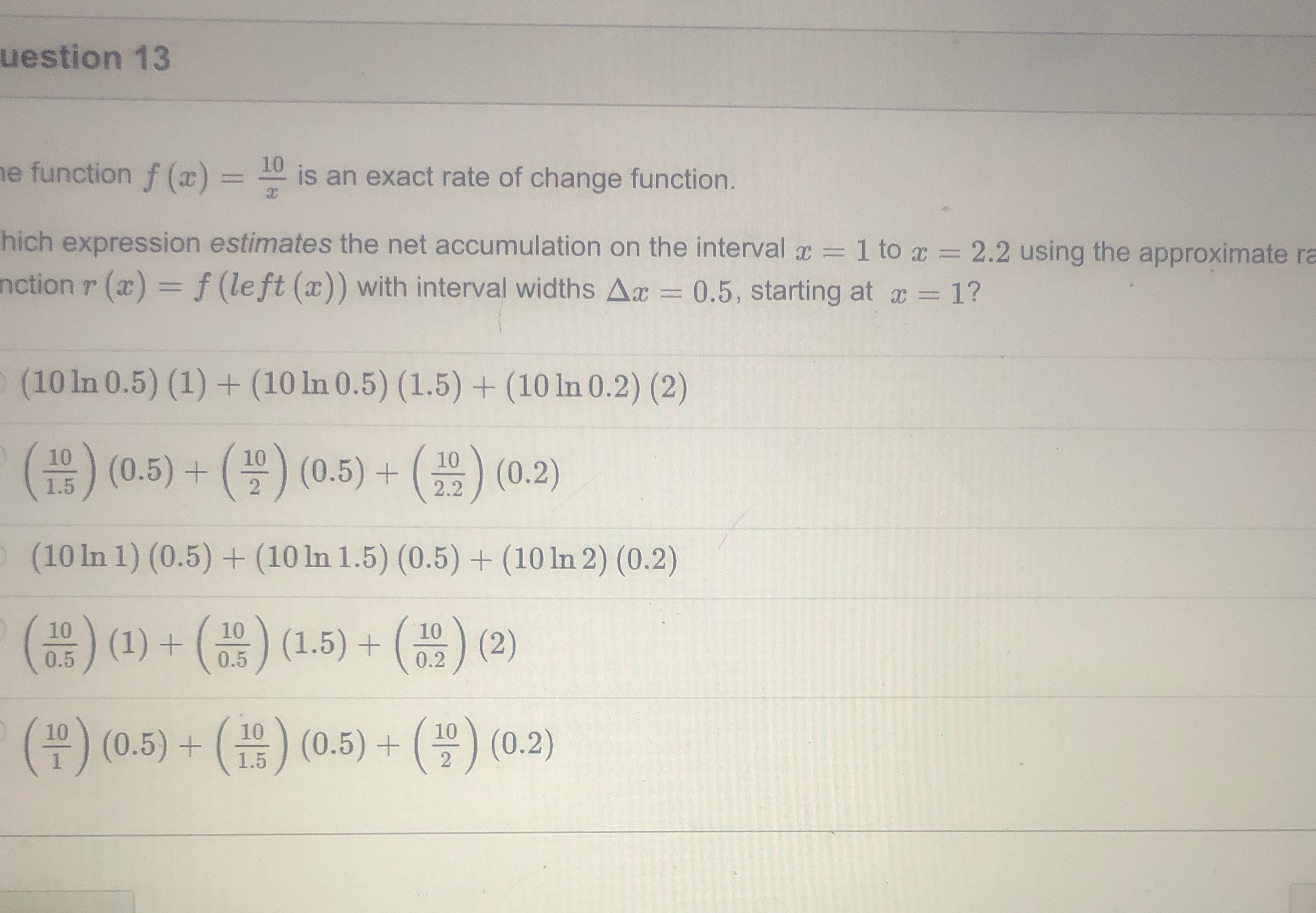 Q13 uestion 13 e function f (a) = is an exact rate