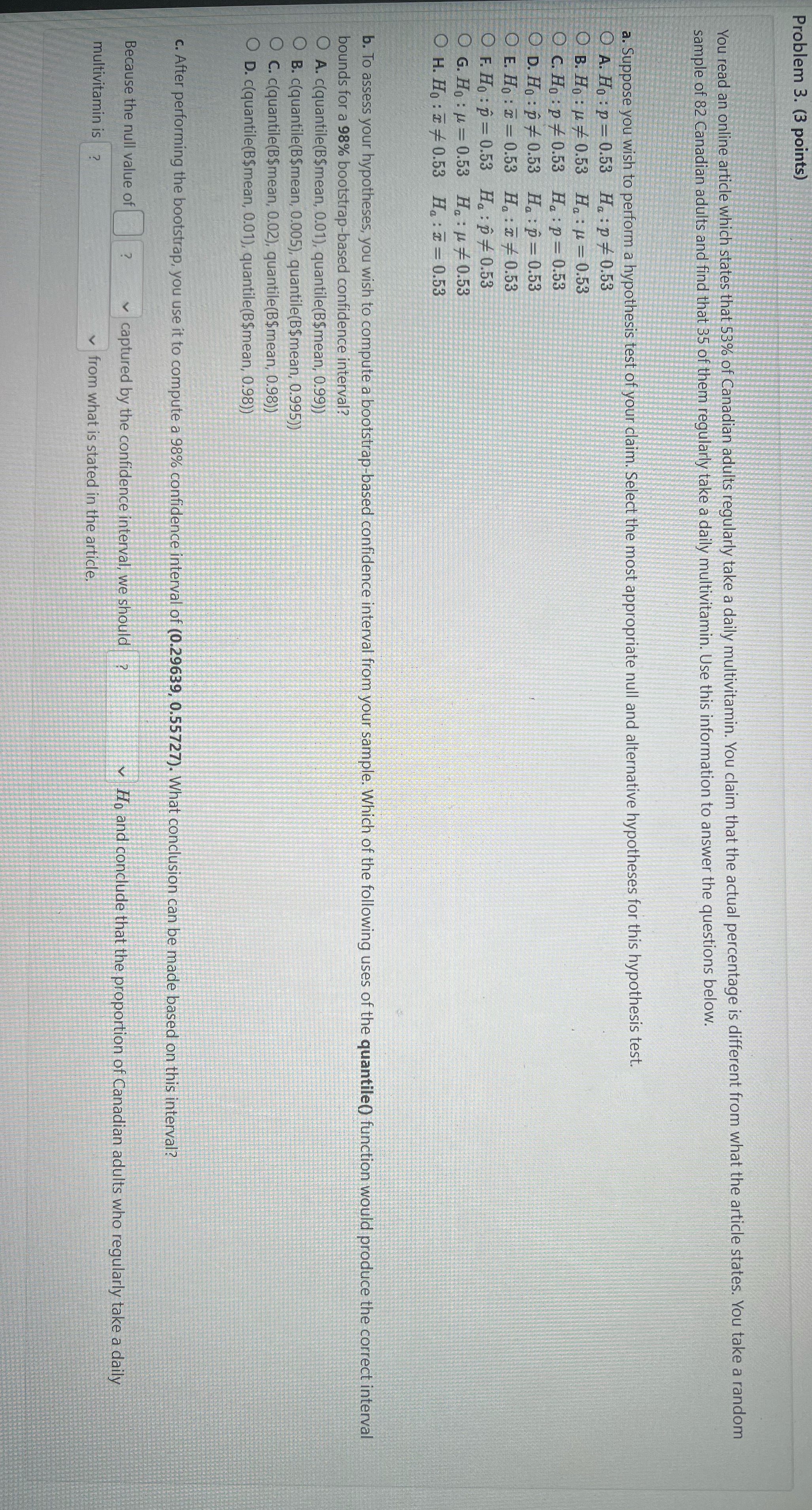 needed help with this question asap please Problem 3. (3 points) You