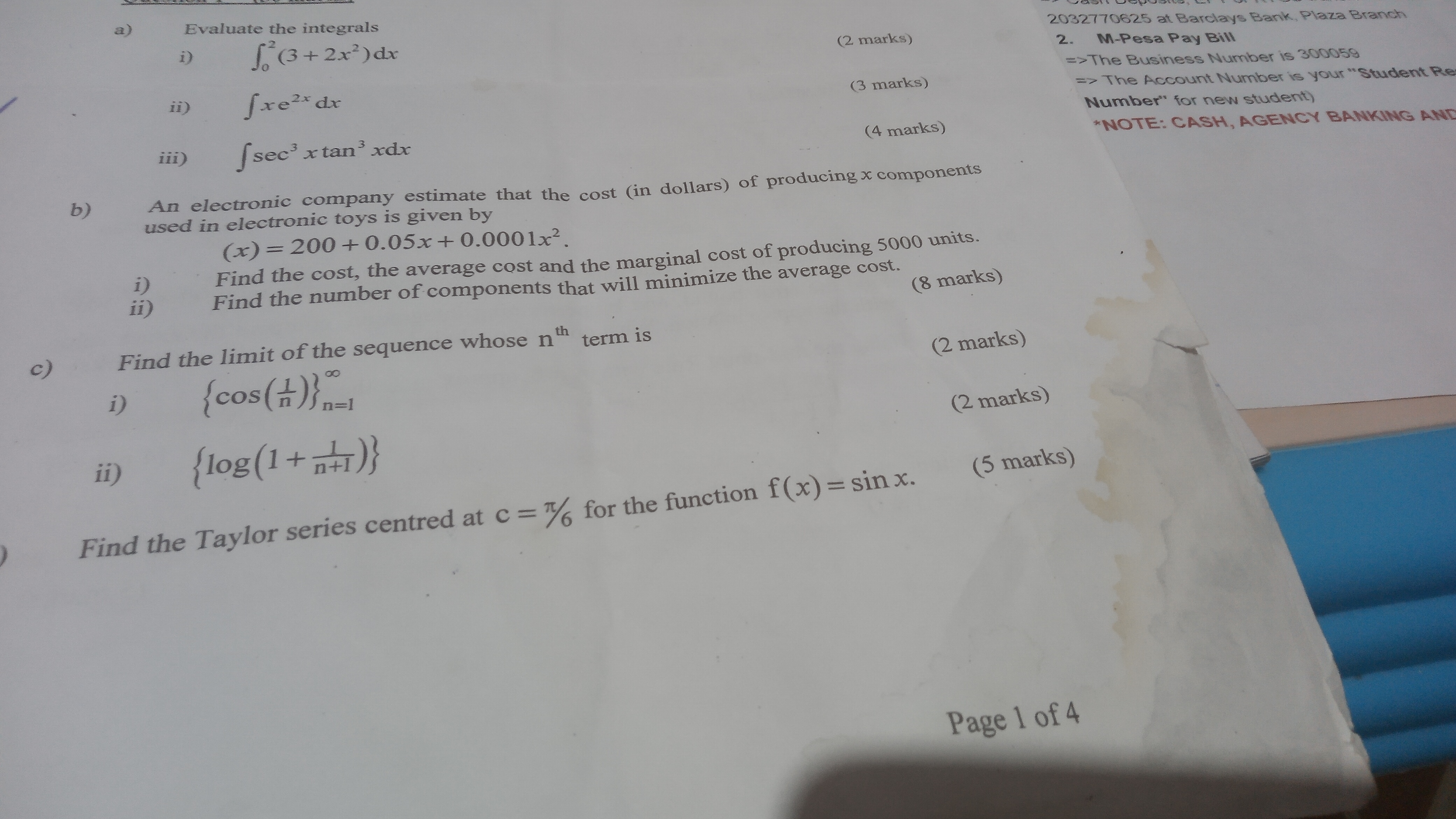 Can I get help for a,b,c,d a) Evaluate the integrals i) S.