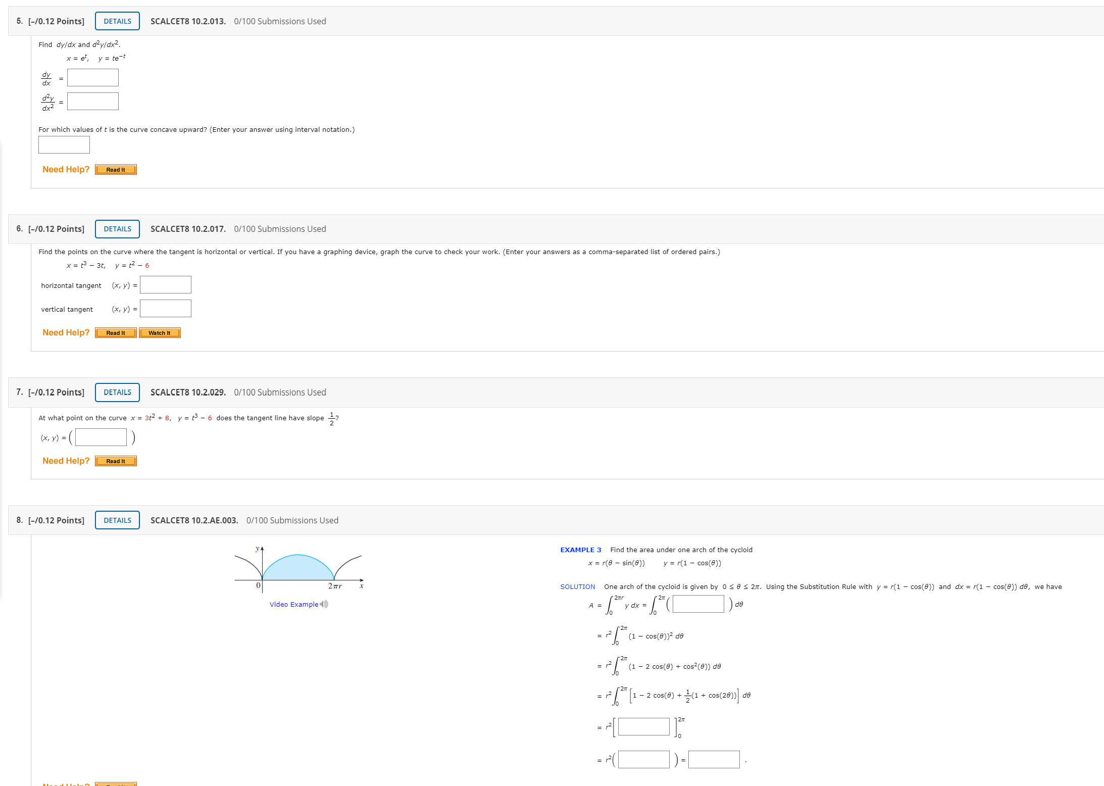 The exercises will be on file please 5. [-/0.12 Points] DETAILS SCALCET8