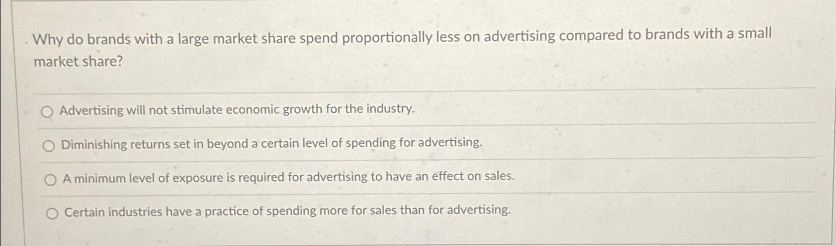  Why do brands with a large market share spend proportionally less