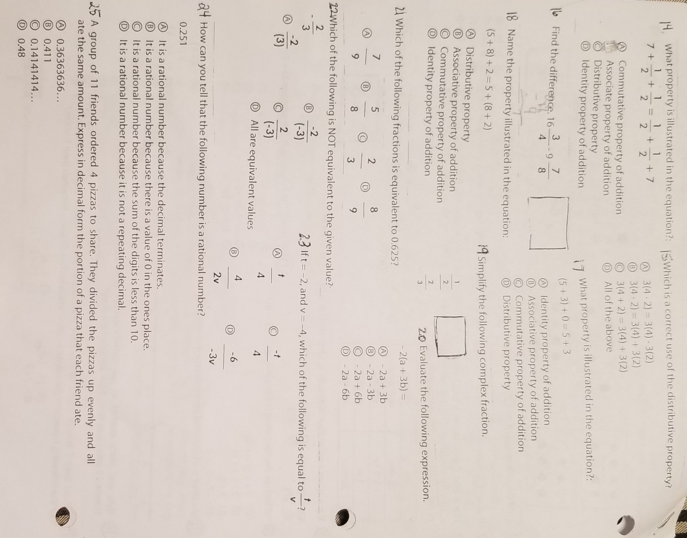 Solve the following: I What property is illustrated in the equation?: Which
