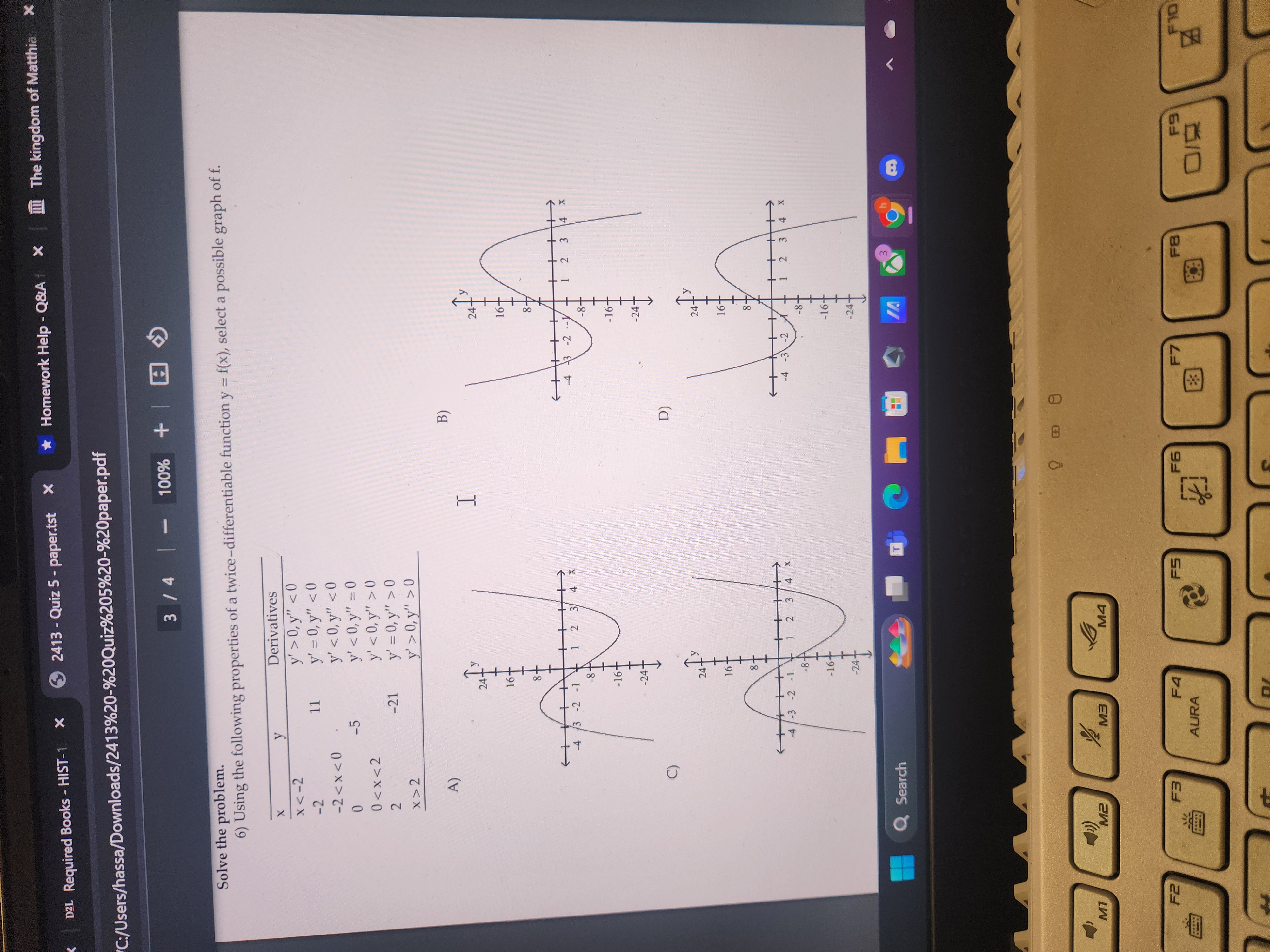 where it is decreasing. 1) f(x) = x3 - 4X A) Decreasing