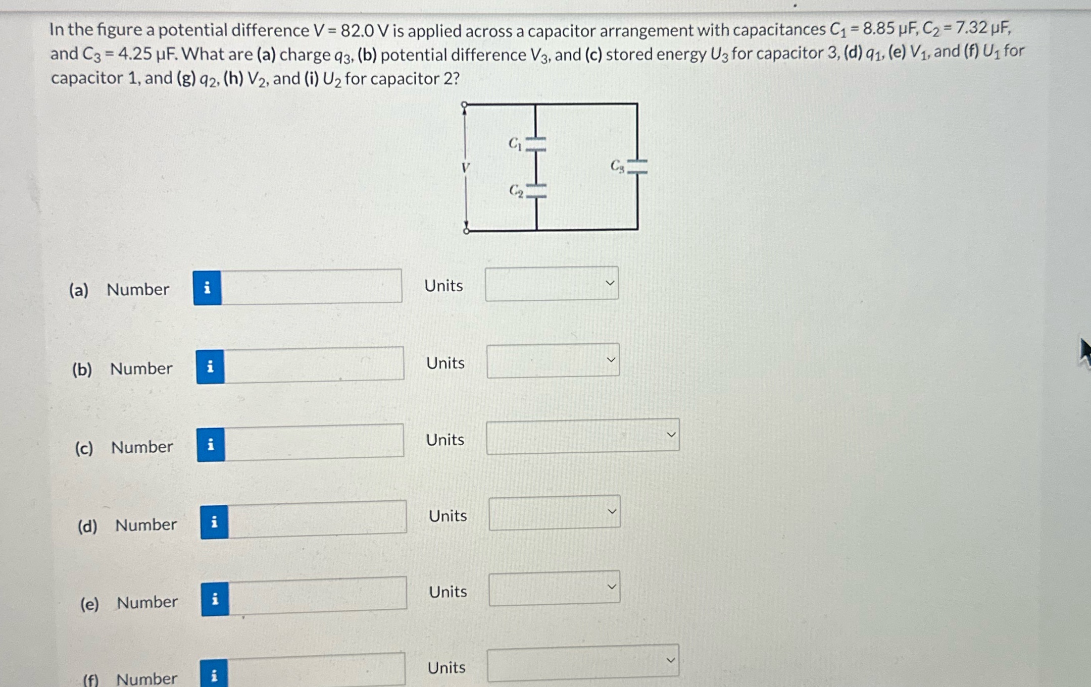 Answer (a) to (i) please In the figure a potential difference V
