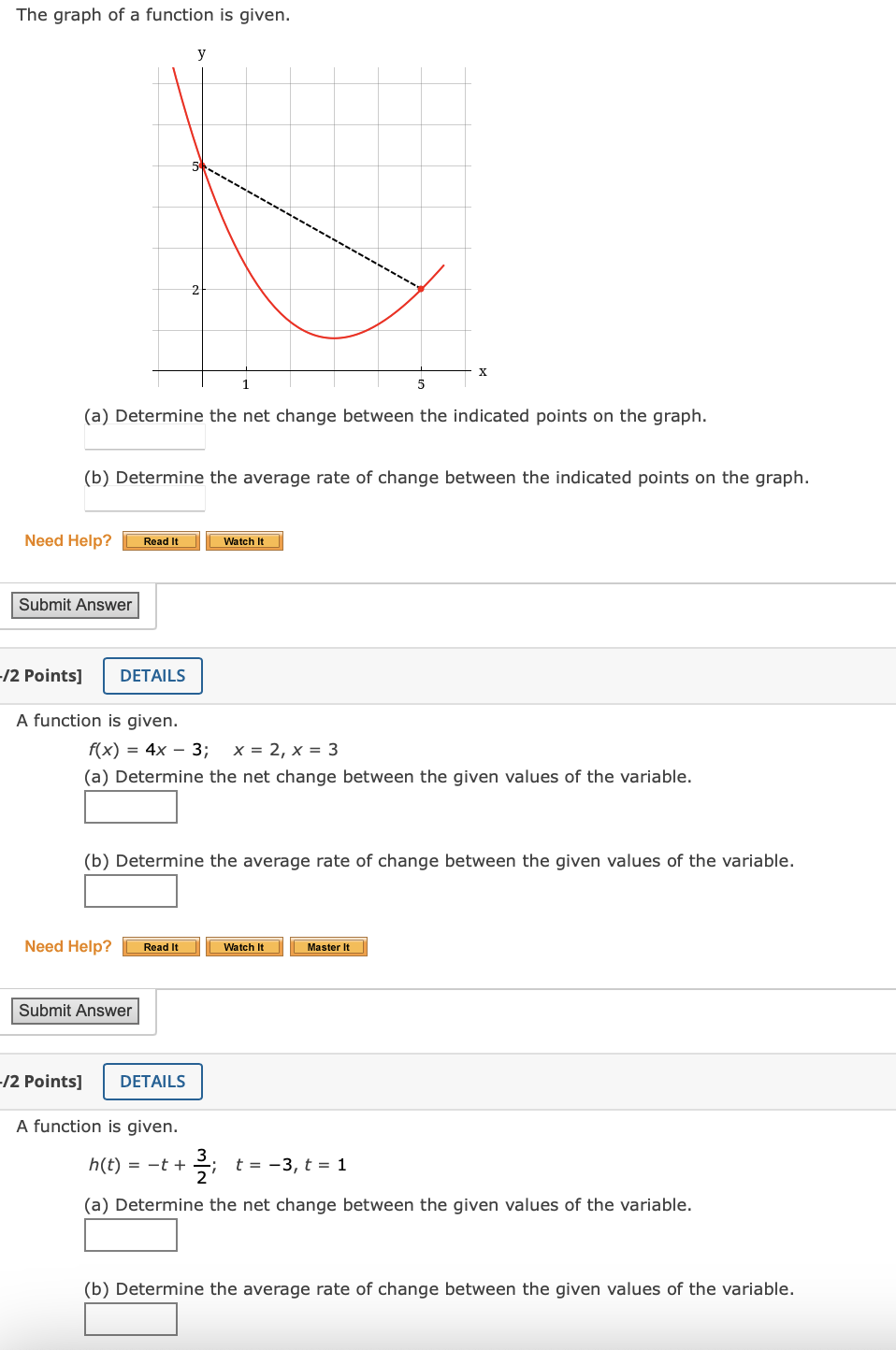 1 5 (a) Determine the net change between the indicated points on