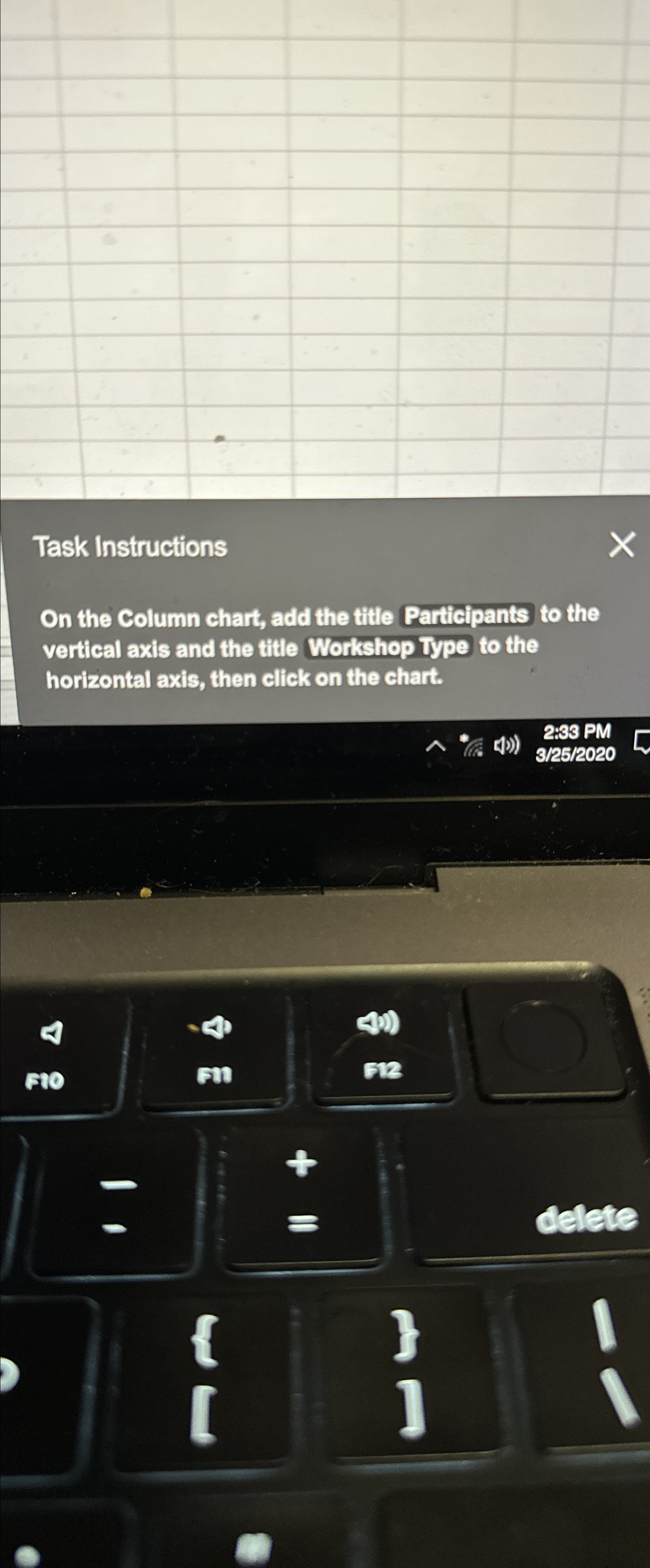  Task Instructions On the Column chart, add the title Participants to