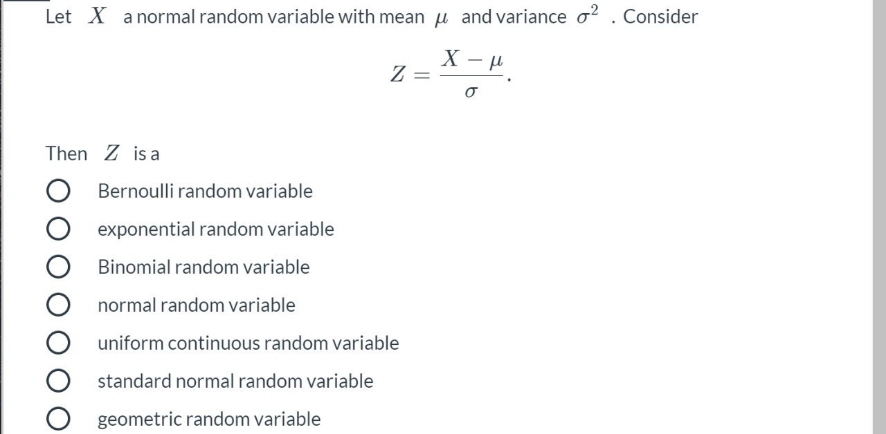 variance. X is a Bernoulli (0.1) random variable. a. E[X] = 1