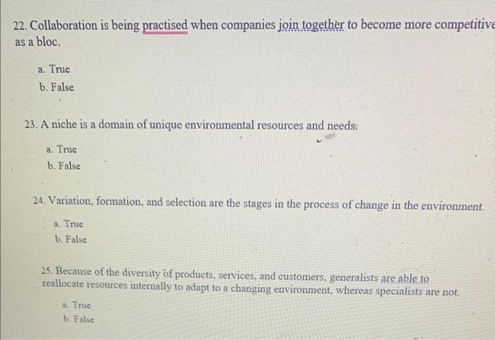 answer 22, 23, 24, 25 22. Collaboration is being practised when companies