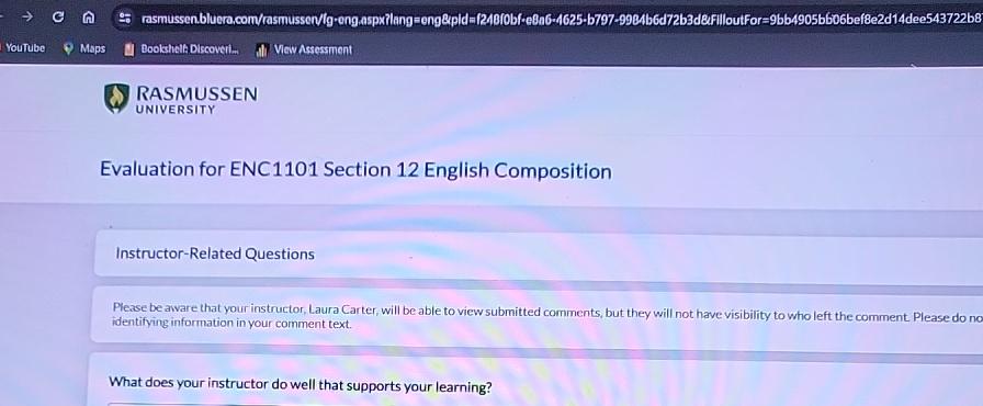  Evaluation for ENC1101 Section 12 English Composition Instructor-Related Questions Please be