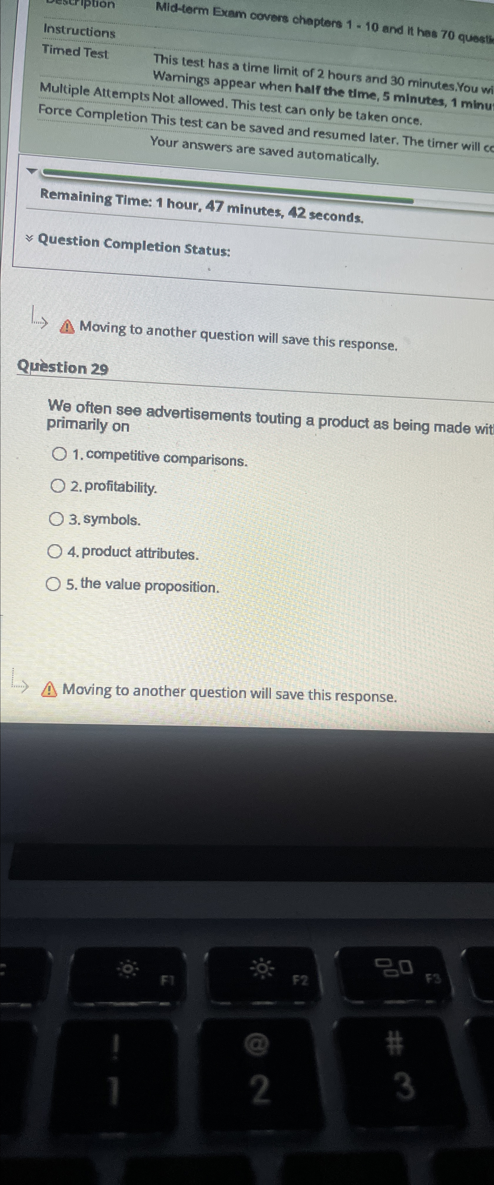  Instructions Mid-term Exam covers chapters 1-10 and it has 70 quests
