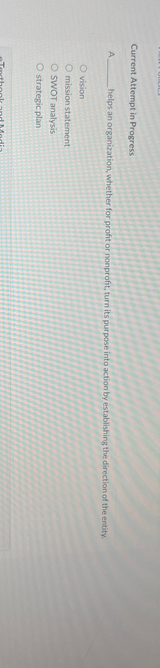  Current Attempt in Progress A helps an organization, whether for profit