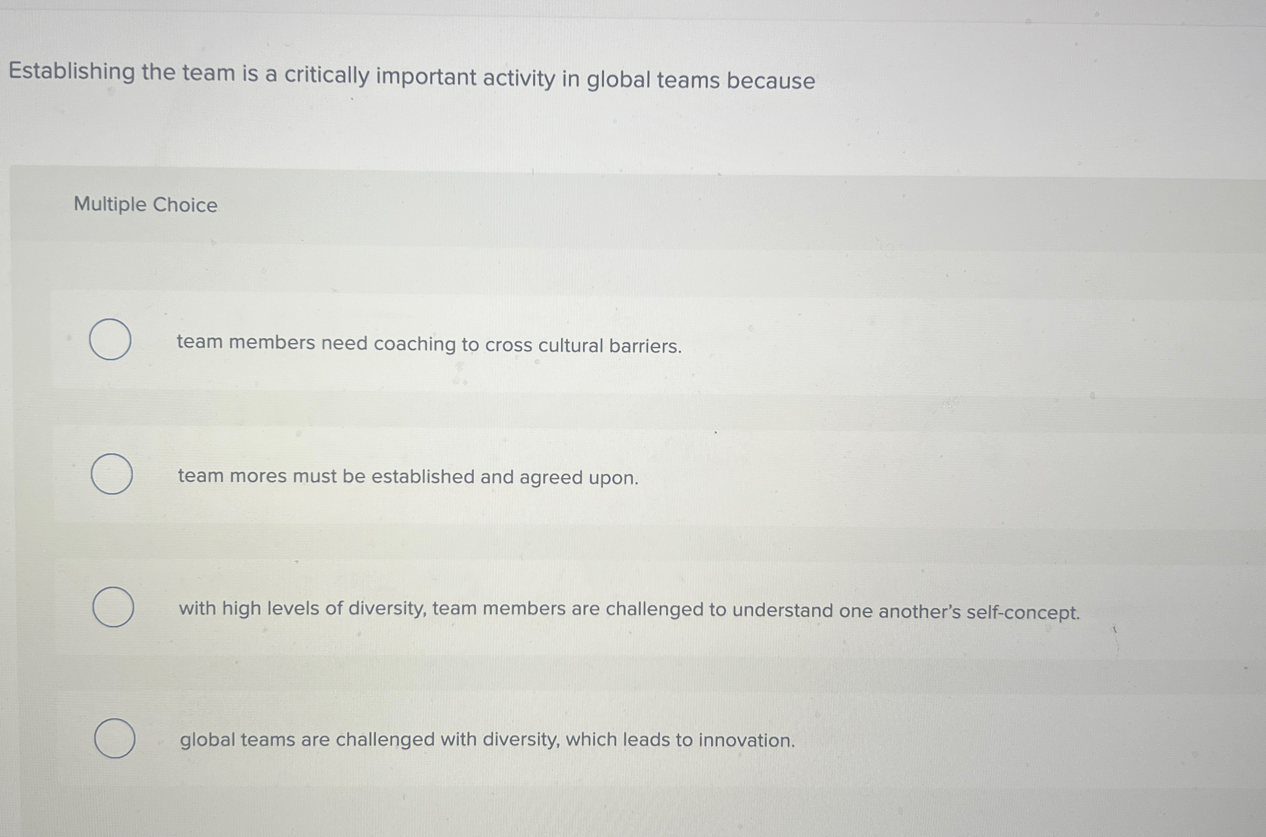  Establishing the team is a critically important activity in global teams