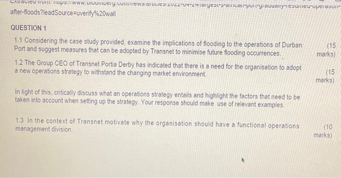 Transnet gradually resumed operations at its Durban port on Wednesday morning after