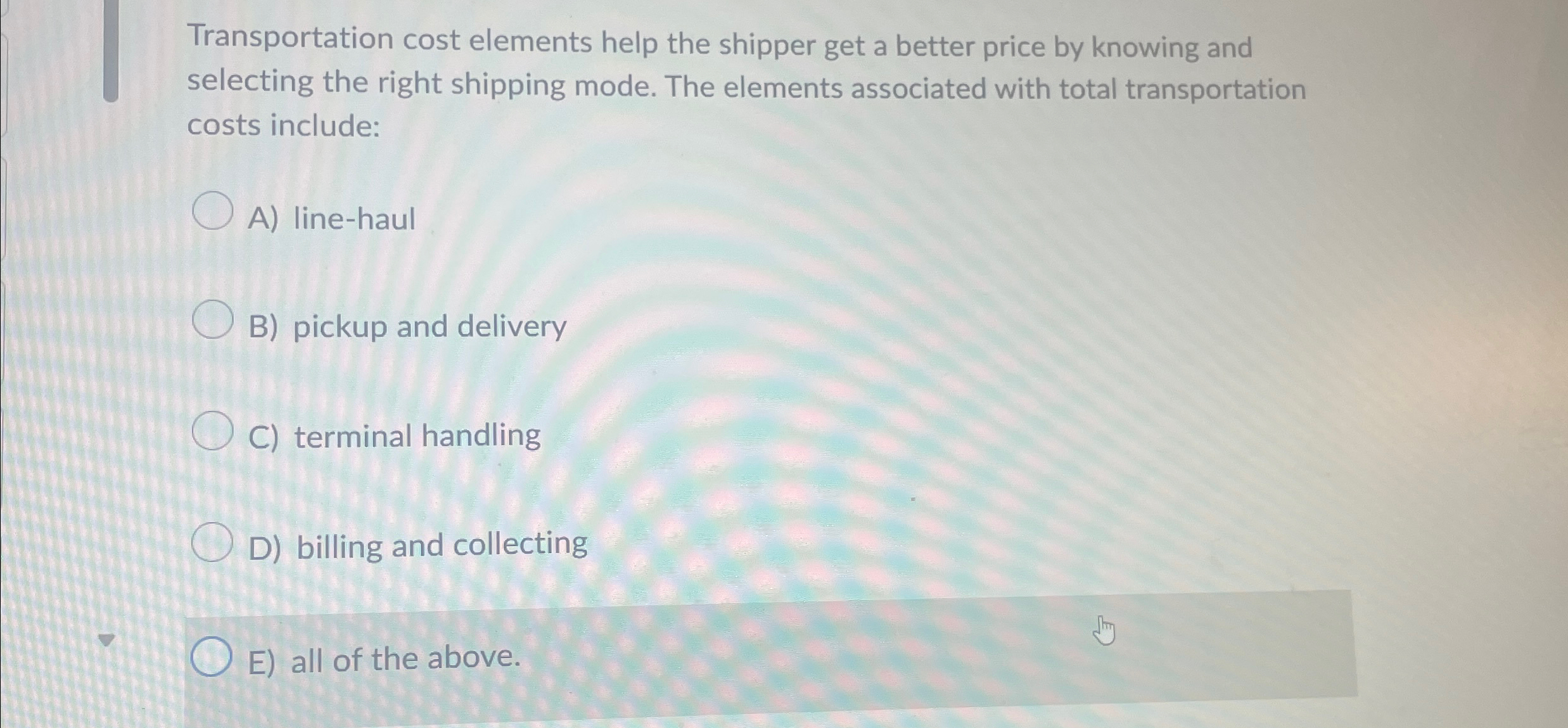  Transportation cost elements help the shipper get a better price by