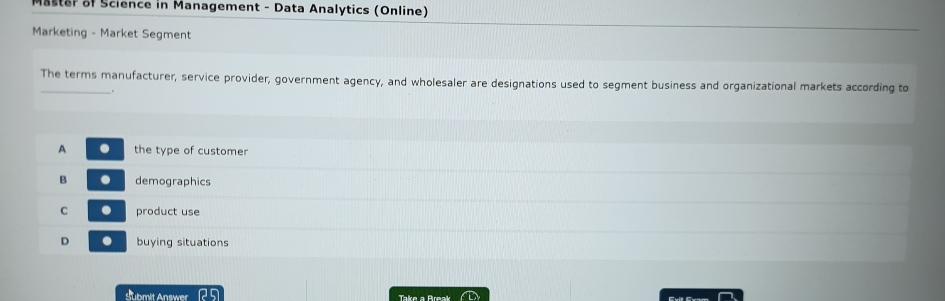  Science in Management - Data Analytics (Online) Marketing - Market Segment