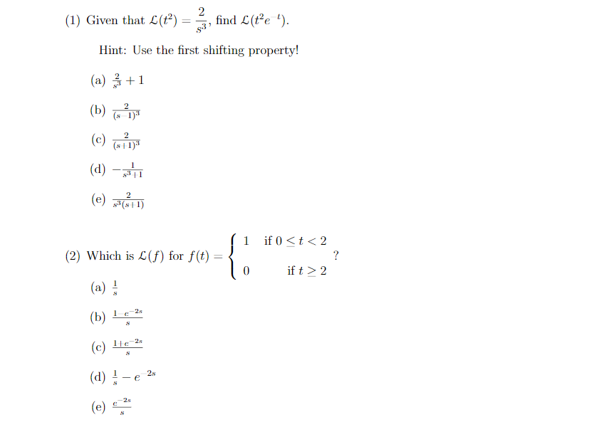(1) Given that C(t?) = 3, find C(the '). Hint: Use