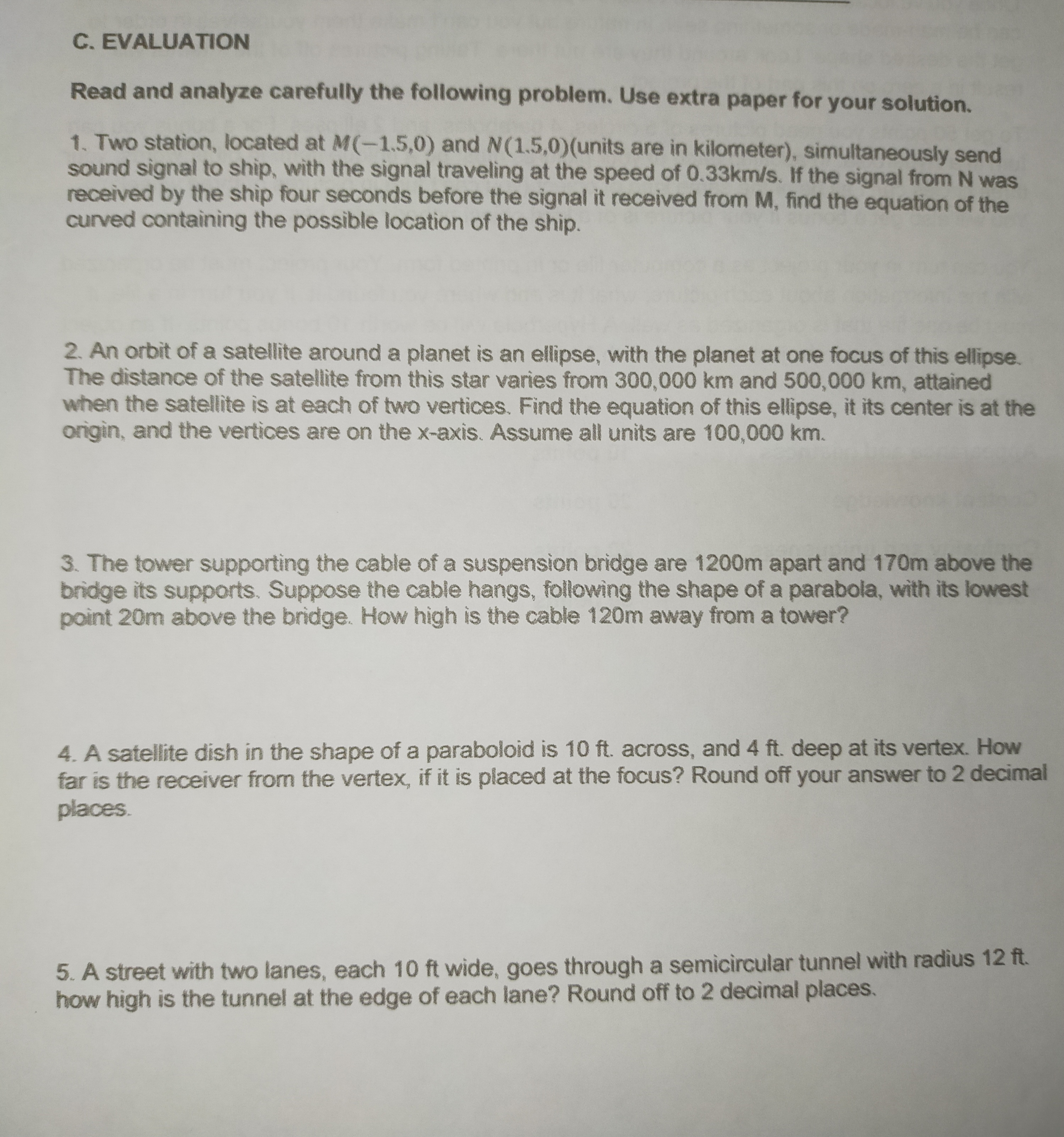 This is about conic sections. Can you help me solve these problems?