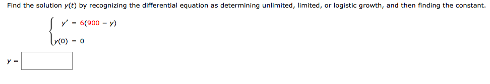 Question 2 Find the solution y(t) by recognizing the differential equation as
